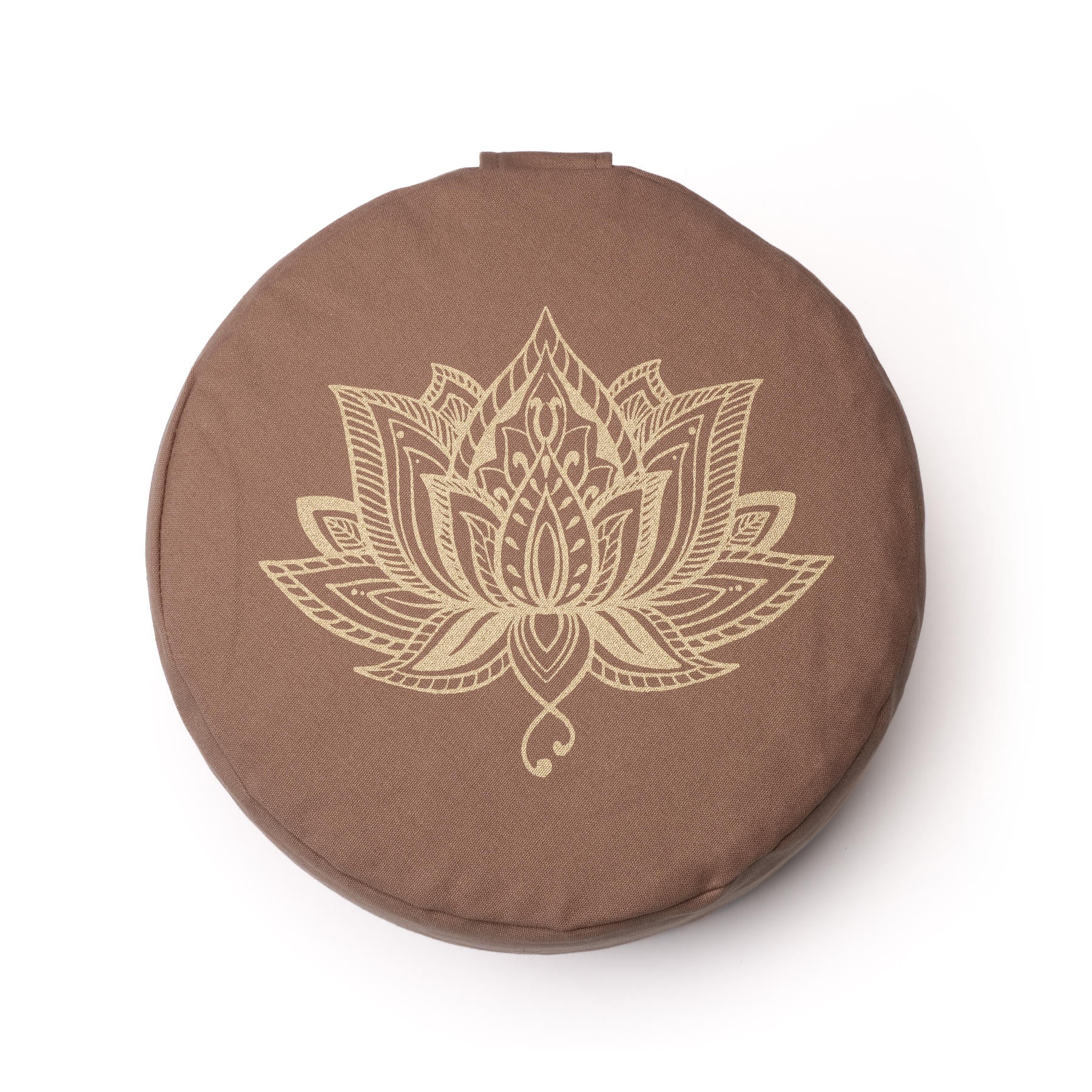 Coussin de méditation rond Lotus gold Print brown-earth