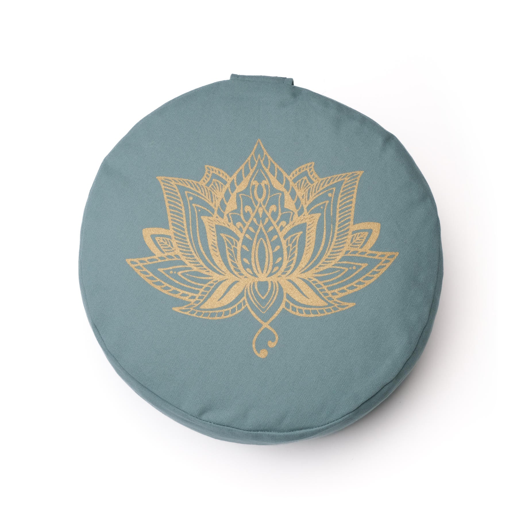 Coussin de méditation rond Lotus gold Print green-water