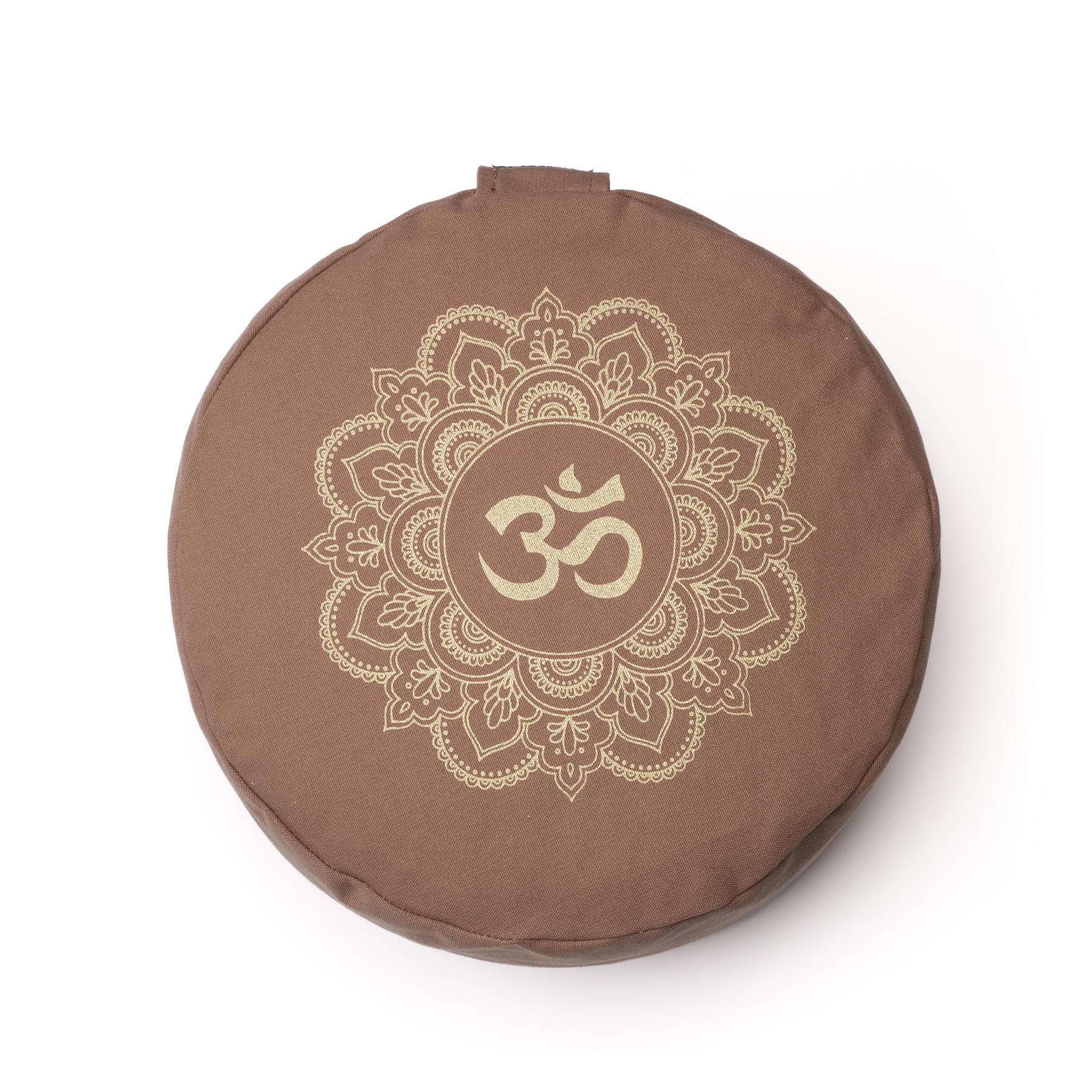 Coussin de méditation rond Mandala OM gold Print brown-earth