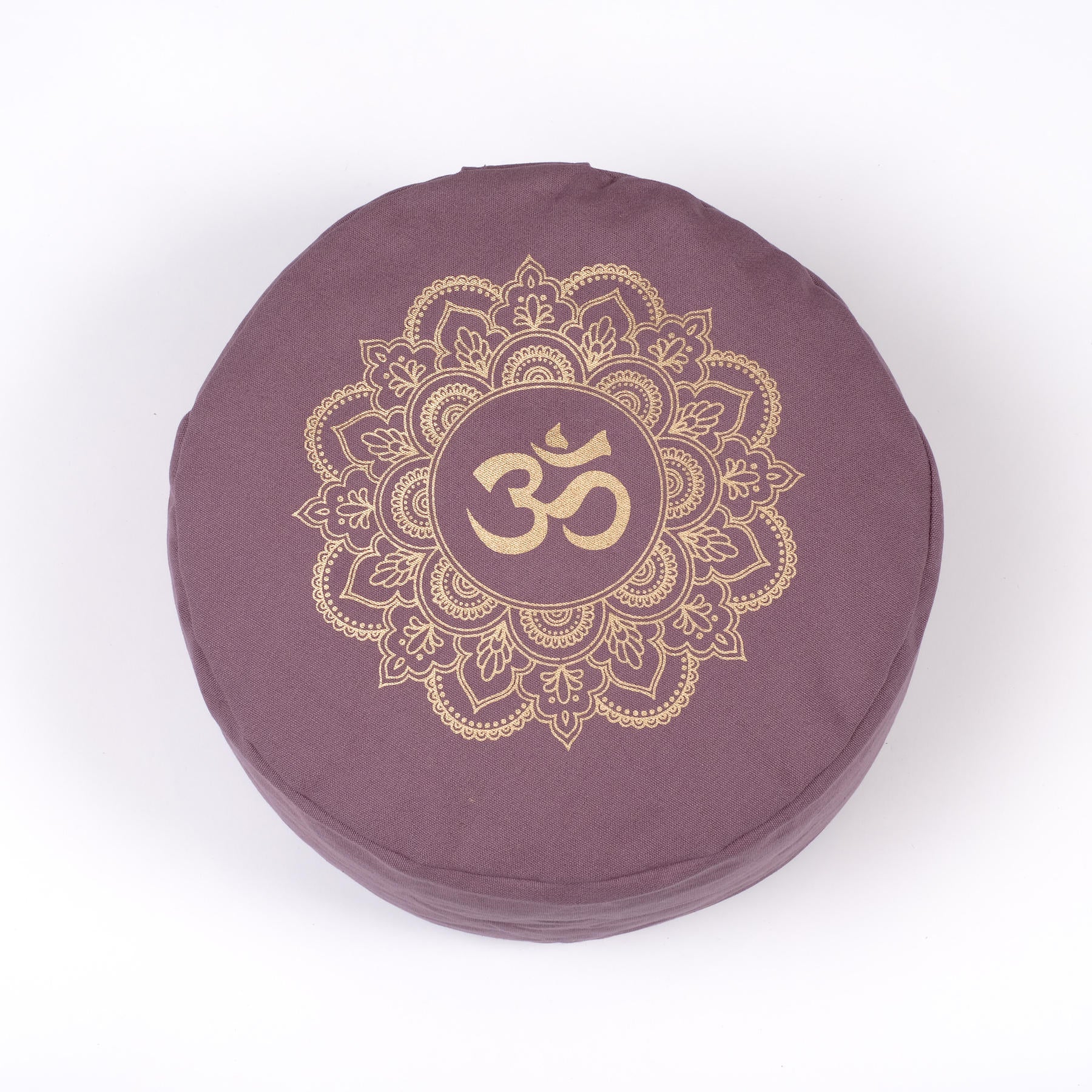 Coussin de méditation rond Mandala OM gold Print lavendel