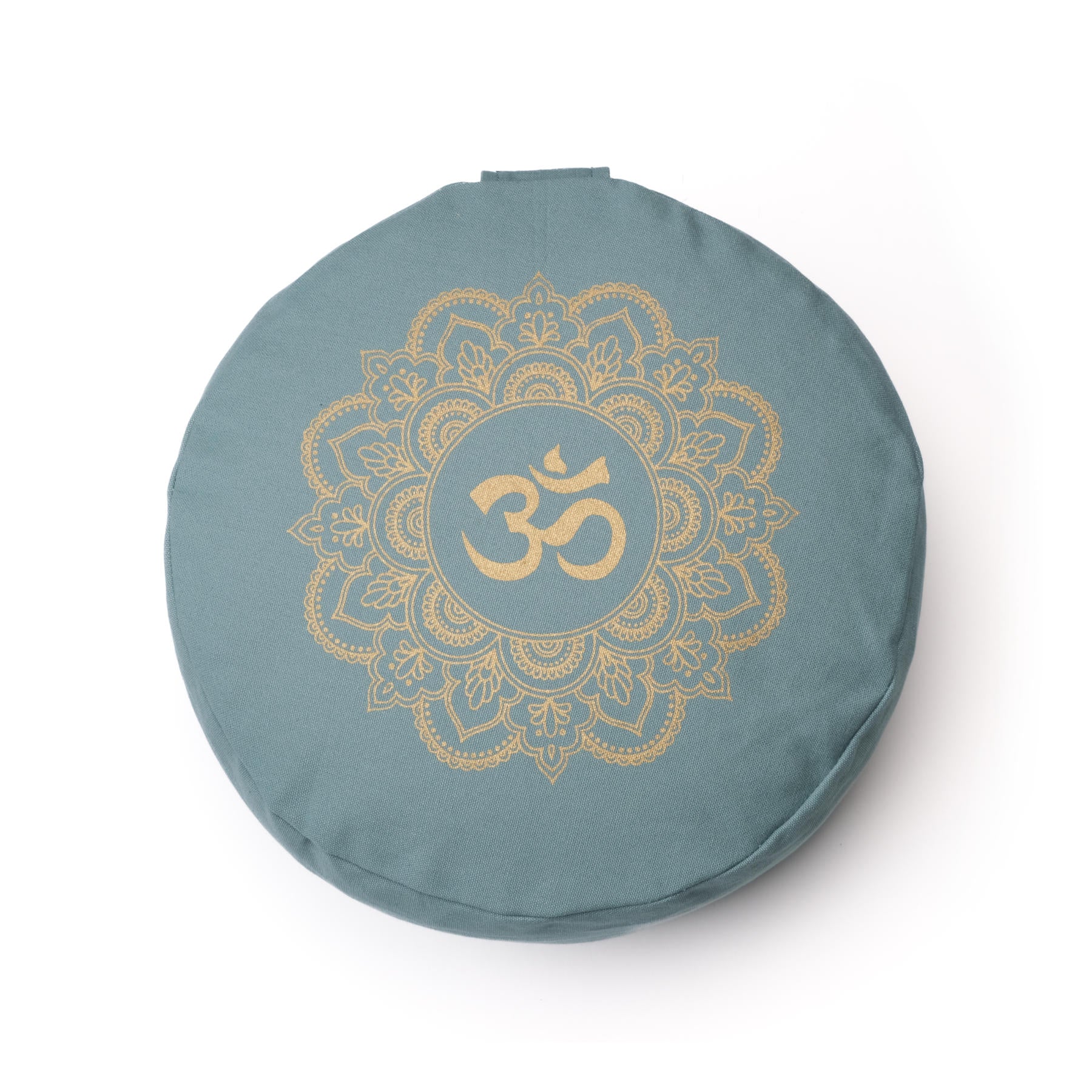 Coussin de méditation rond Mandala OM gold Print green-water