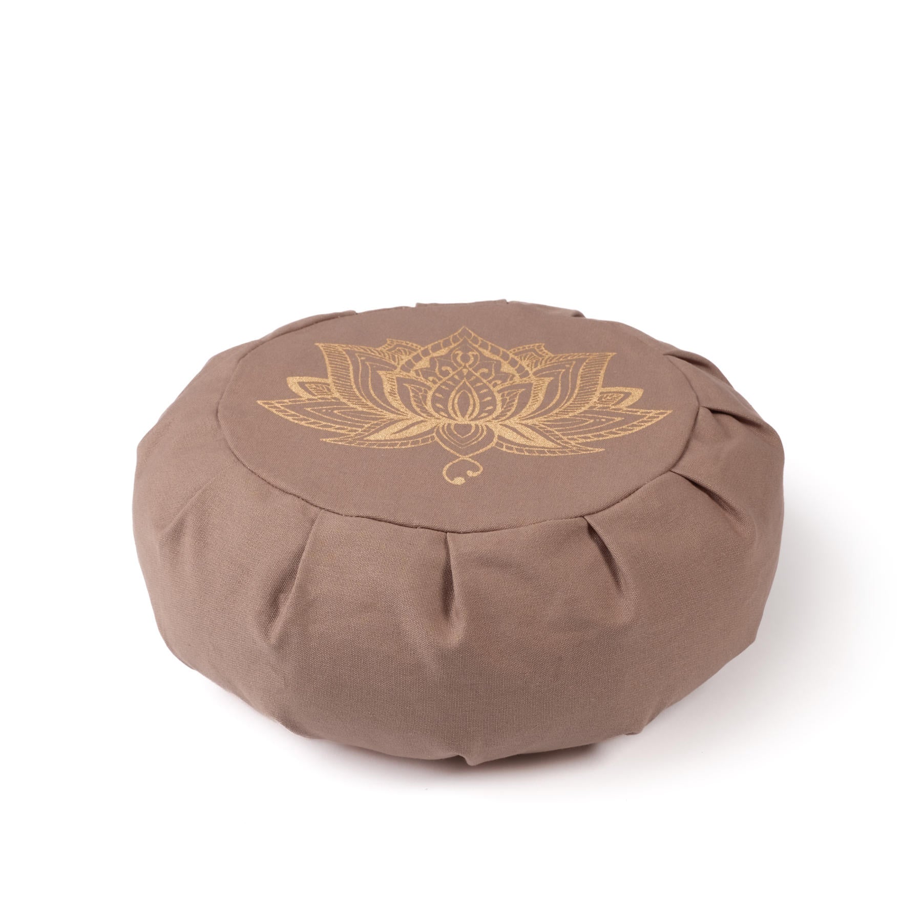 Coussin de méditation Zafu Lotus gold Print coton durable brown-earth