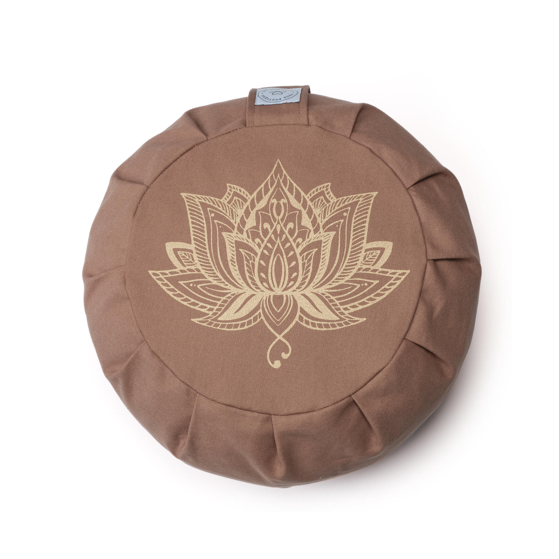 Coussin de méditation Zafu Lotus gold Print coton durable brown-earth