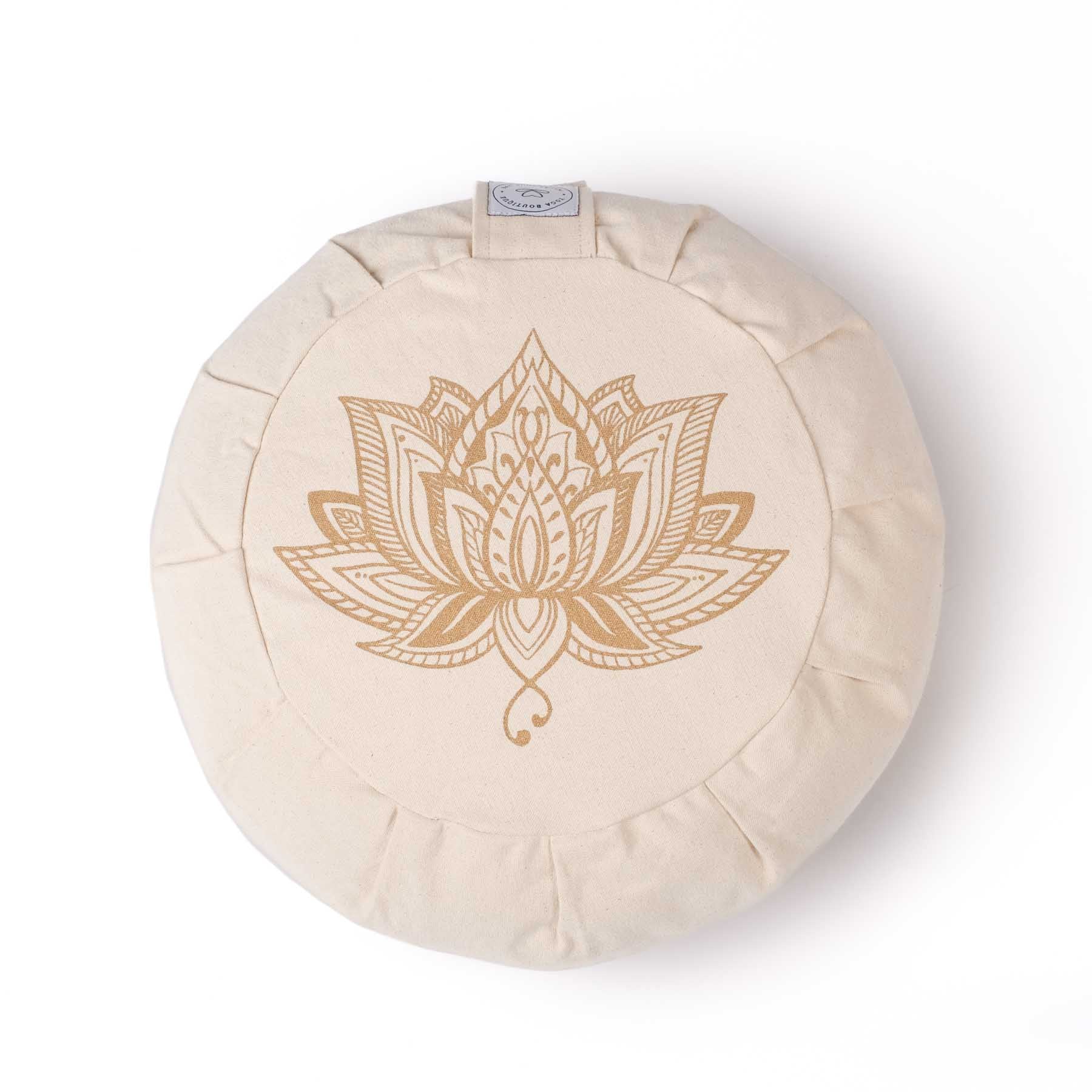 Coussin de méditation Zafu Lotus blanc naturel
