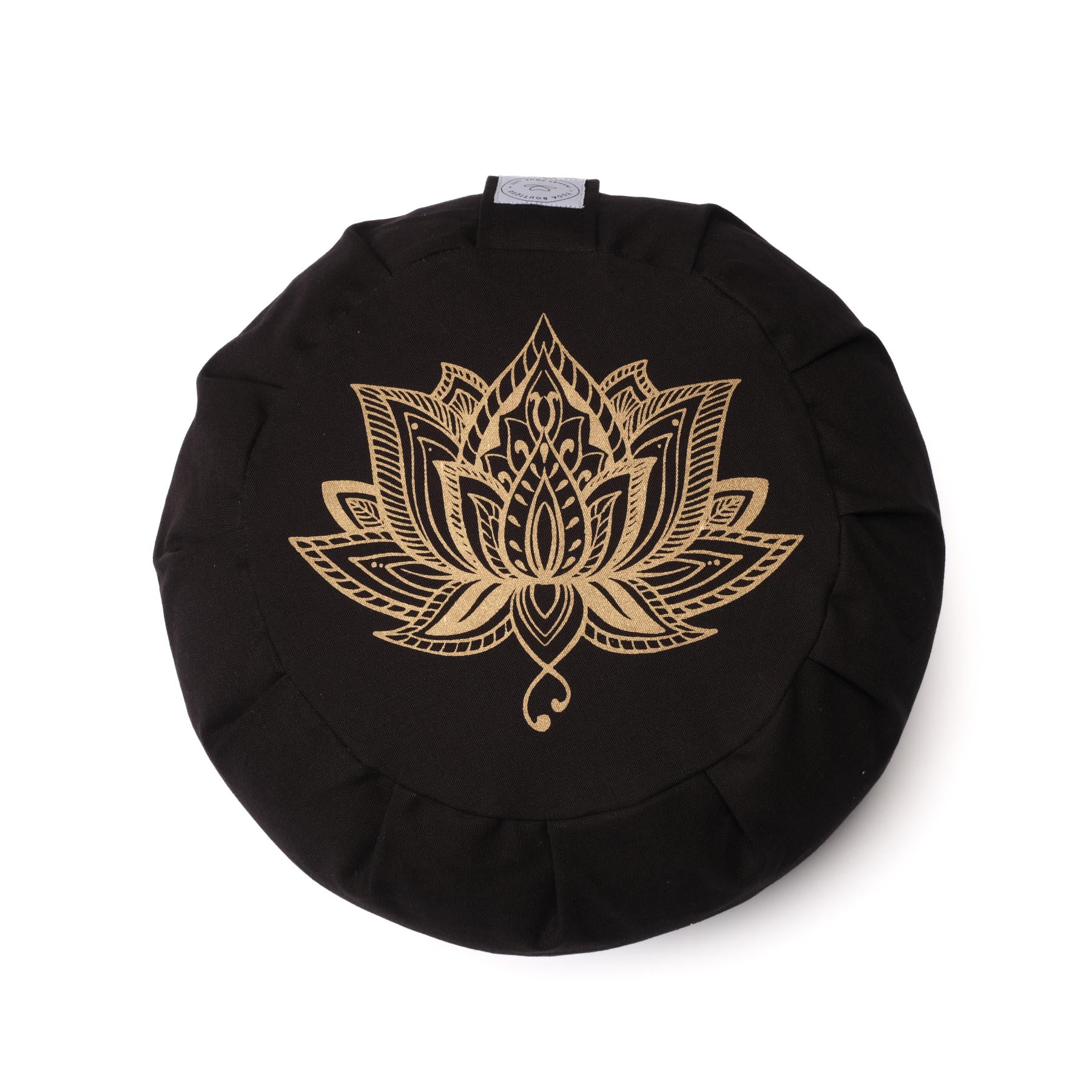 Coussin de méditation Zafu Lotus gold Print coton durable noir