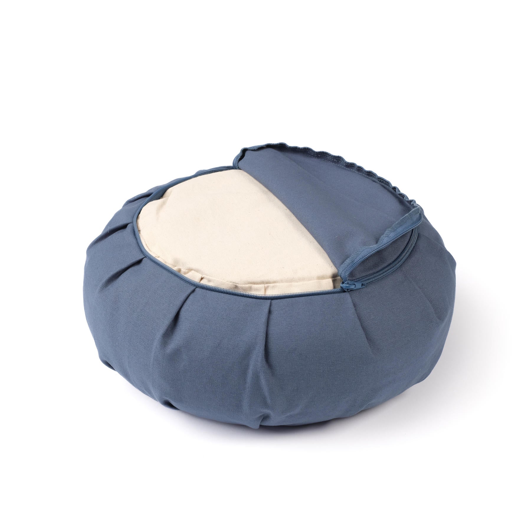 Coussin de méditation Zafu en coton bio avec imprimé doré Mandala OM blue-sky