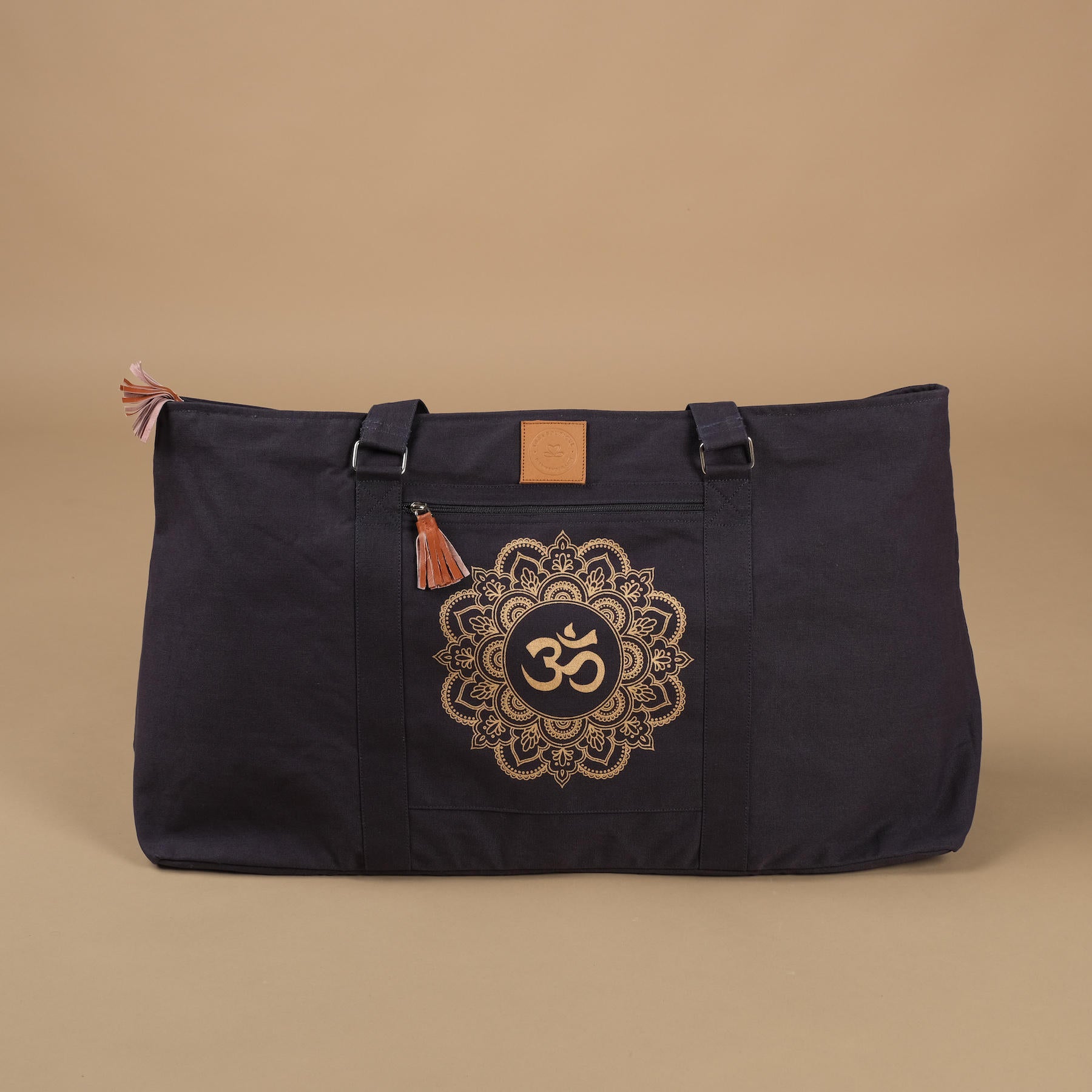 Grand sac de yoga - sac de voyage en coton Mandala OM navy