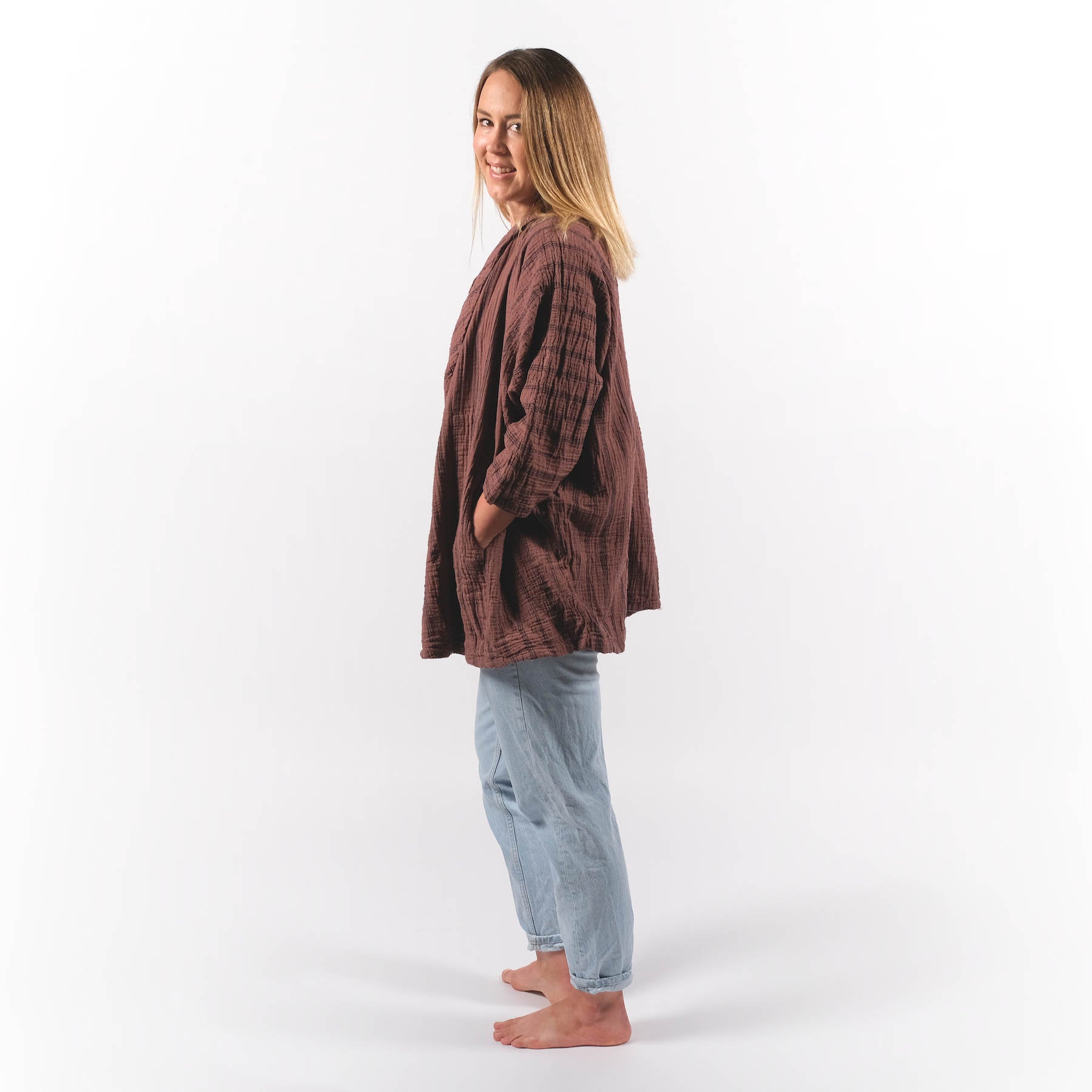 Cardigan d'été en coton terracotta