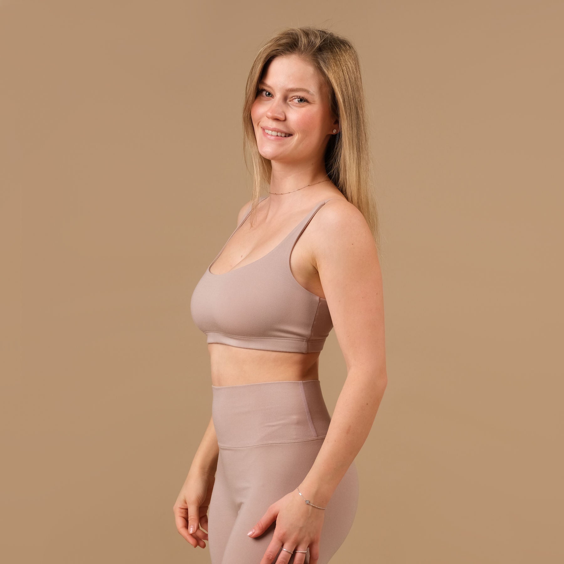Yoga Bra Comfy mocca, durable, made in Switzerland