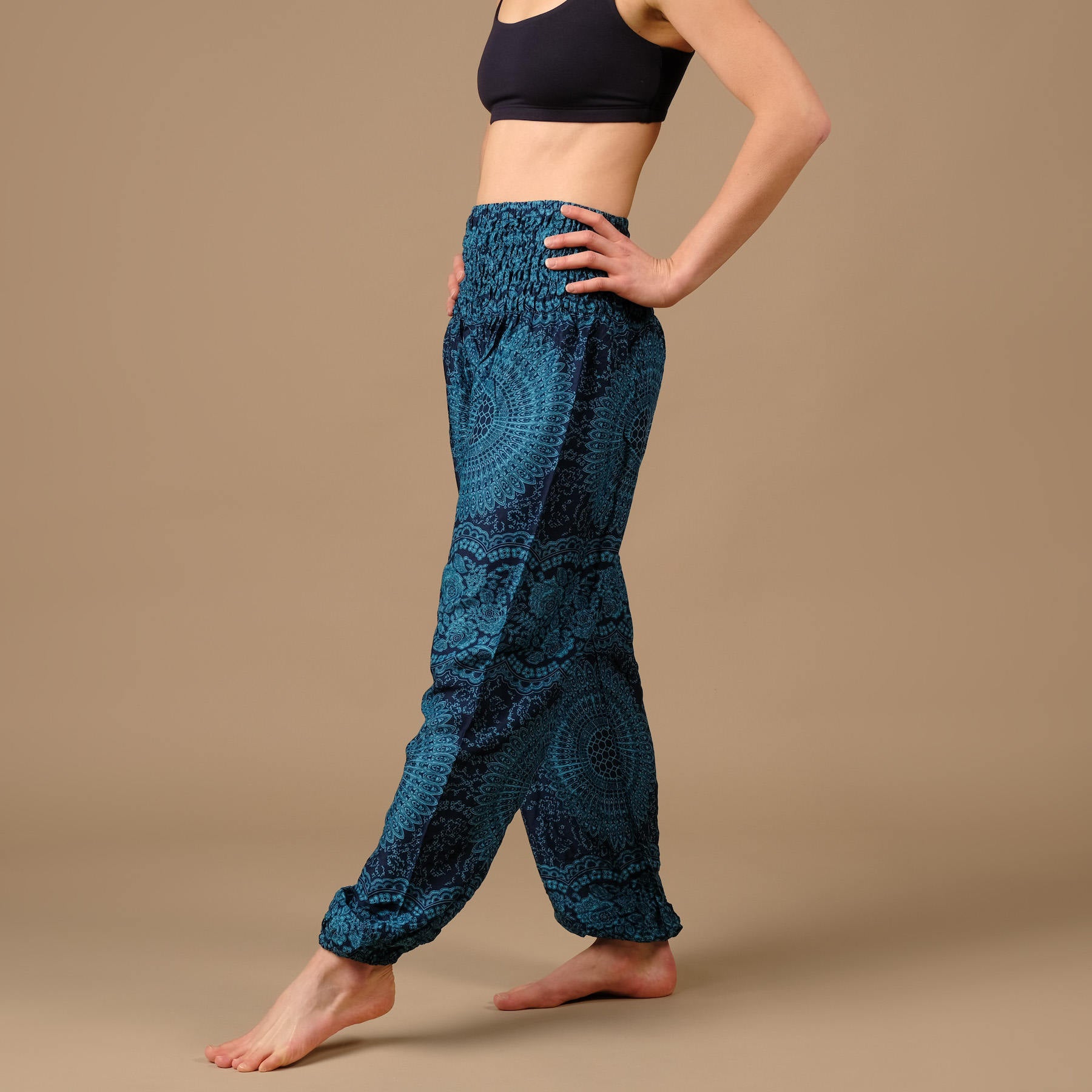 Pantalon de yoga harem Boho Pants Indian Summer bleu