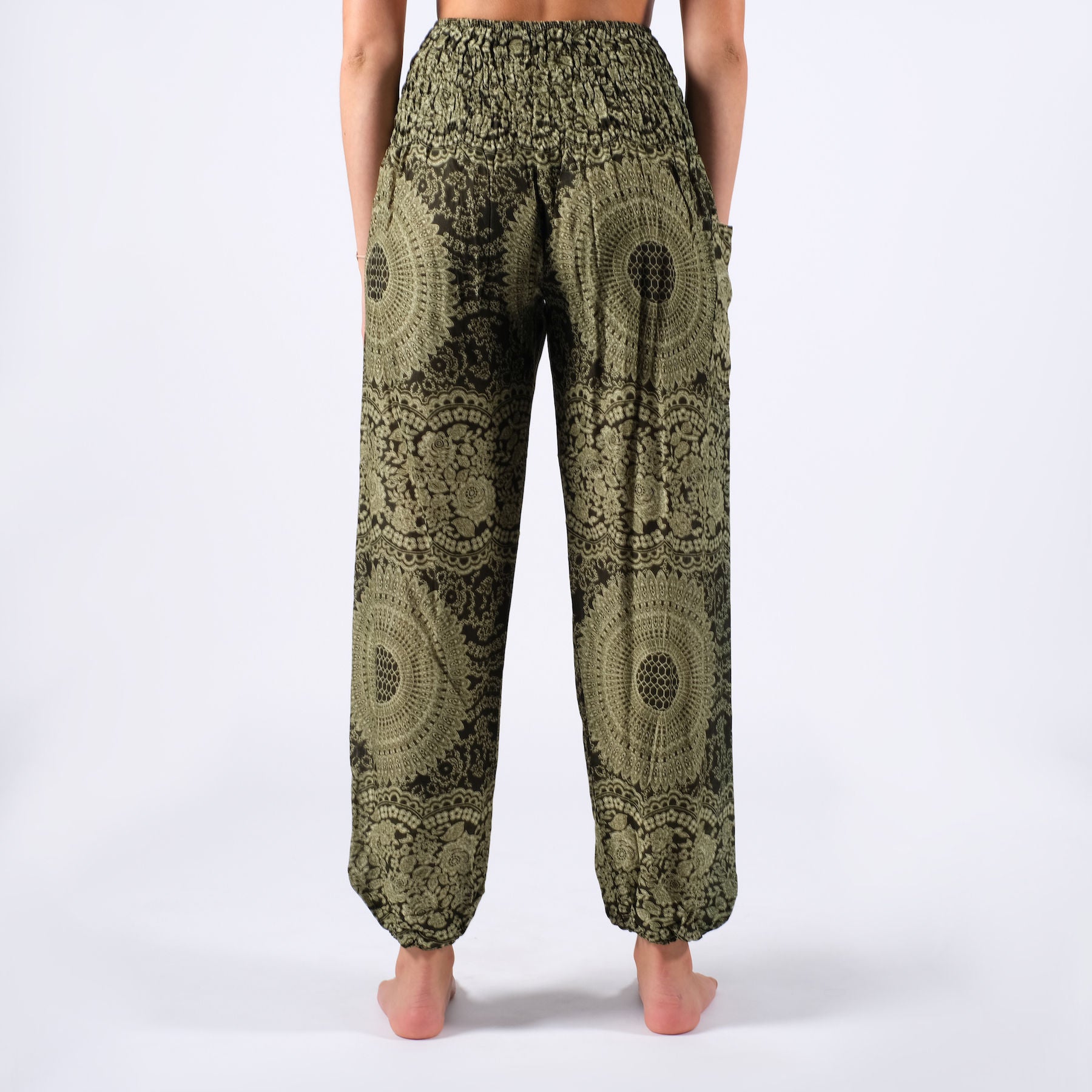 Pantalon de yoga harem Boho Pants Indian Summer vert olive