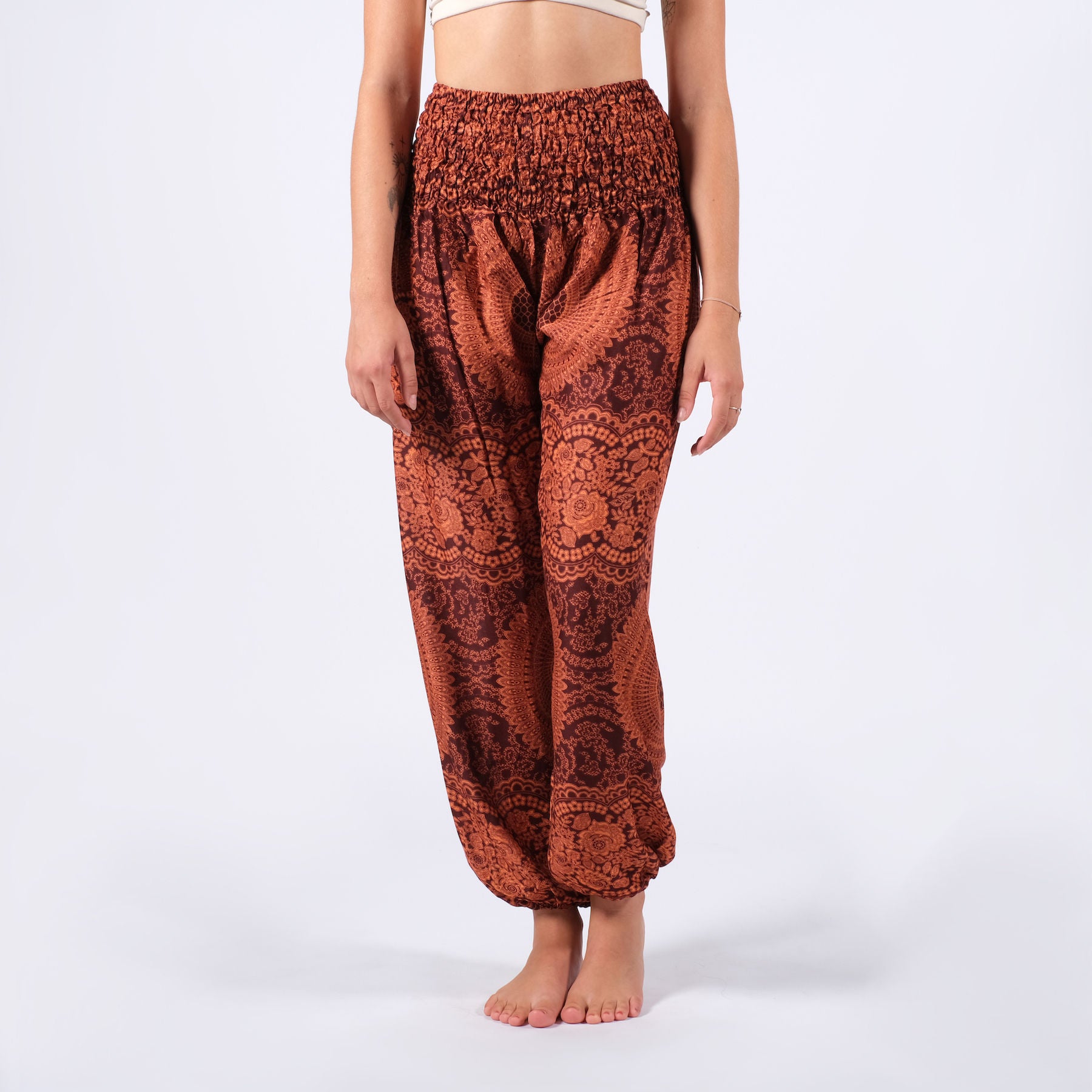 Pantalon de yoga harem Boho Pants Indian Summer brun rouille