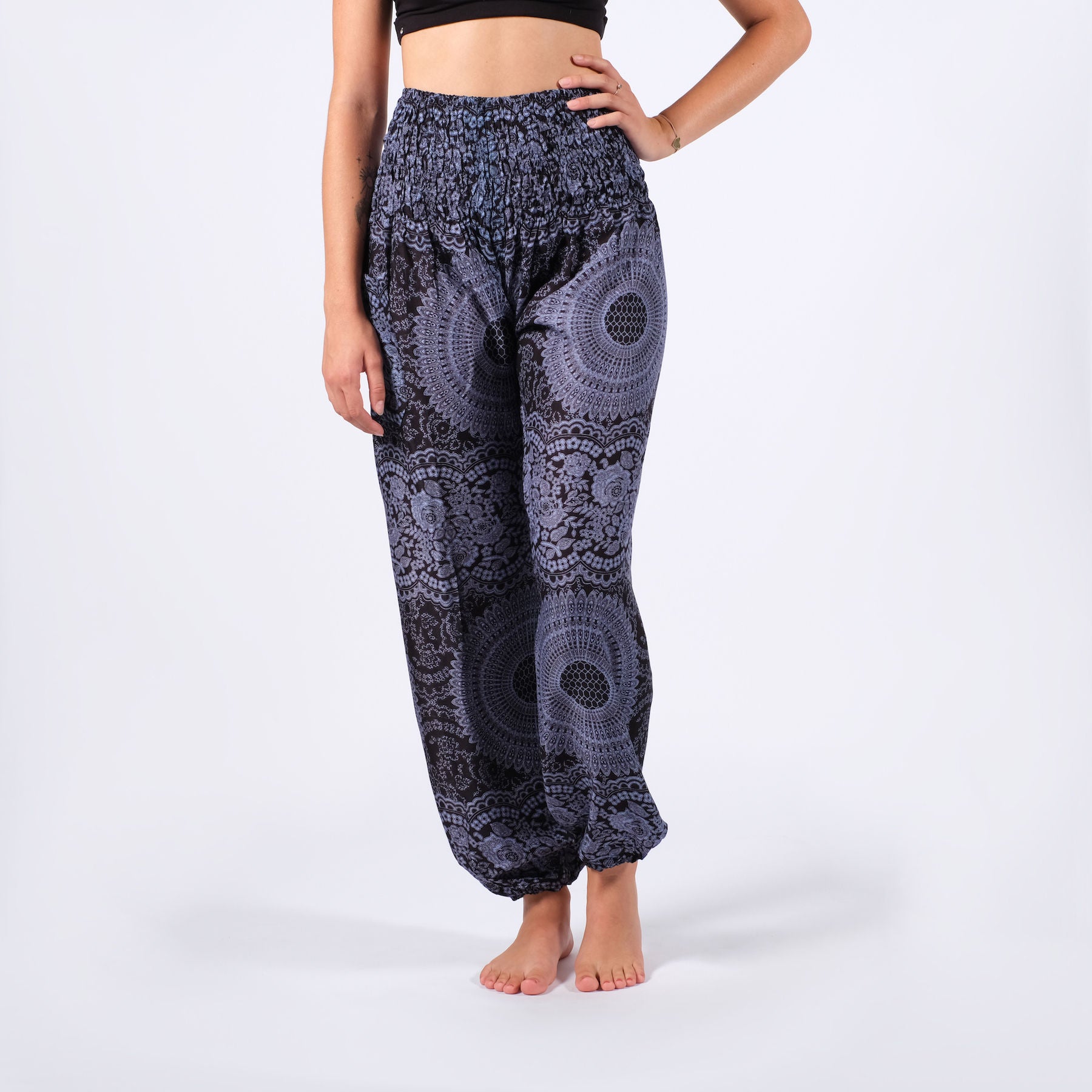 Pantalon de yoga harem Boho Pants Indian Summer noir