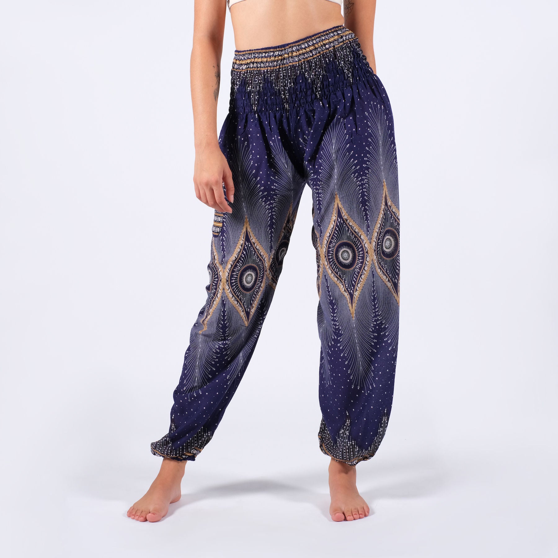 Pantalon de yoga harem Boho Pants Orient Navy bleu