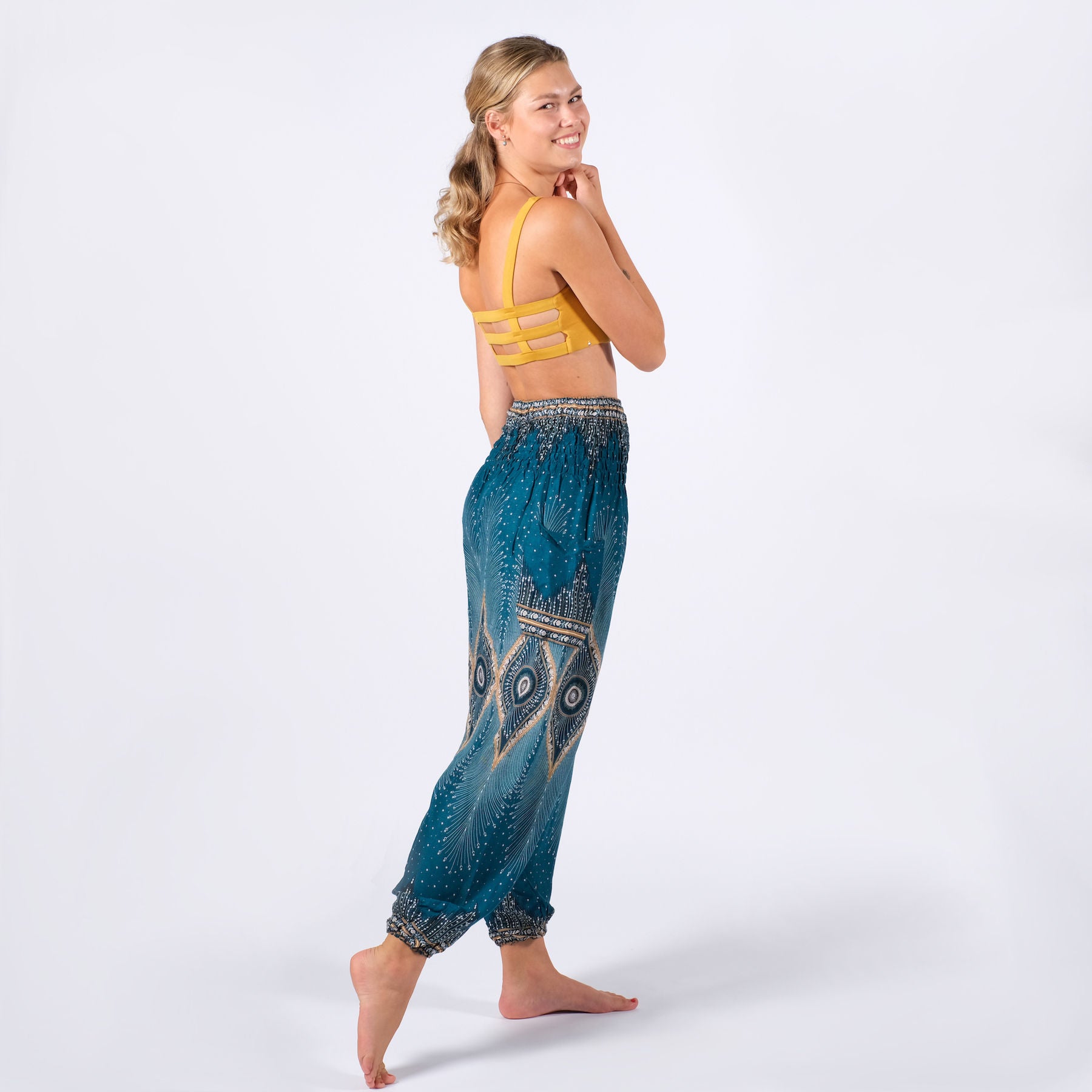 Pantalon de yoga harem Boho Pants Orient pétrole