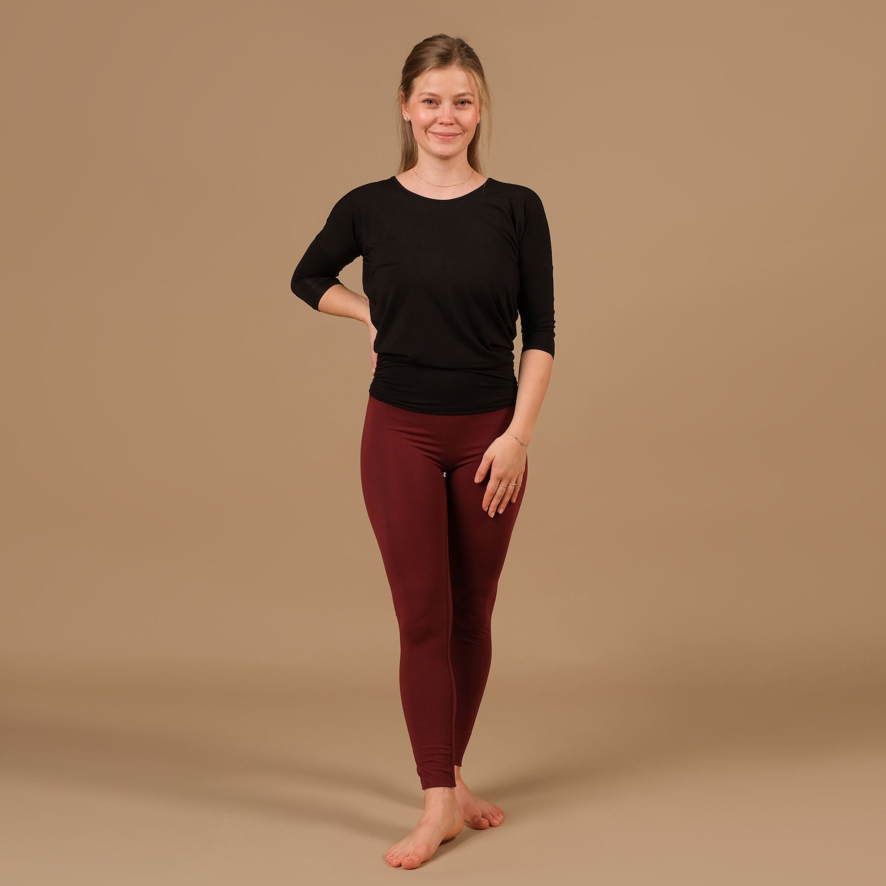 Yoga Shirt Comfy manches 3/4, fabriqué en Suisse, tissu très doux, noir