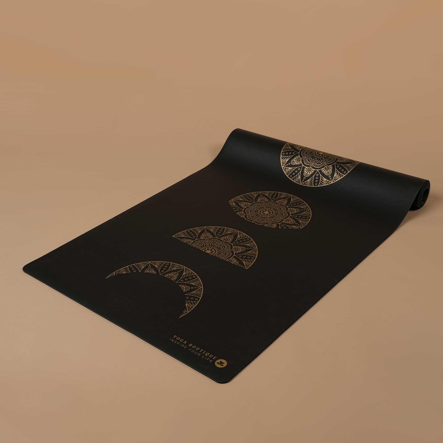 Tapis de yoga SuperGrip 2.0 Mandala Moon super antidérapant en caoutchouc naturel noir