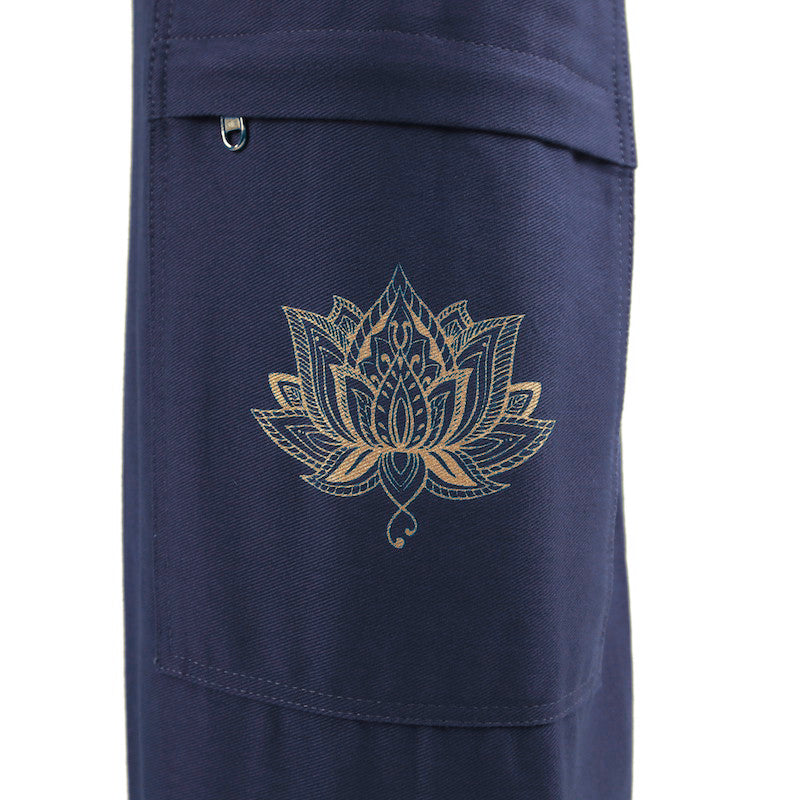 Sac pour matelas de yoga Lotus en coton bleu marine
